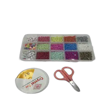 חרוזים ליצירה- ערכת חרוזים לנסיעה עם חוט ומספריים